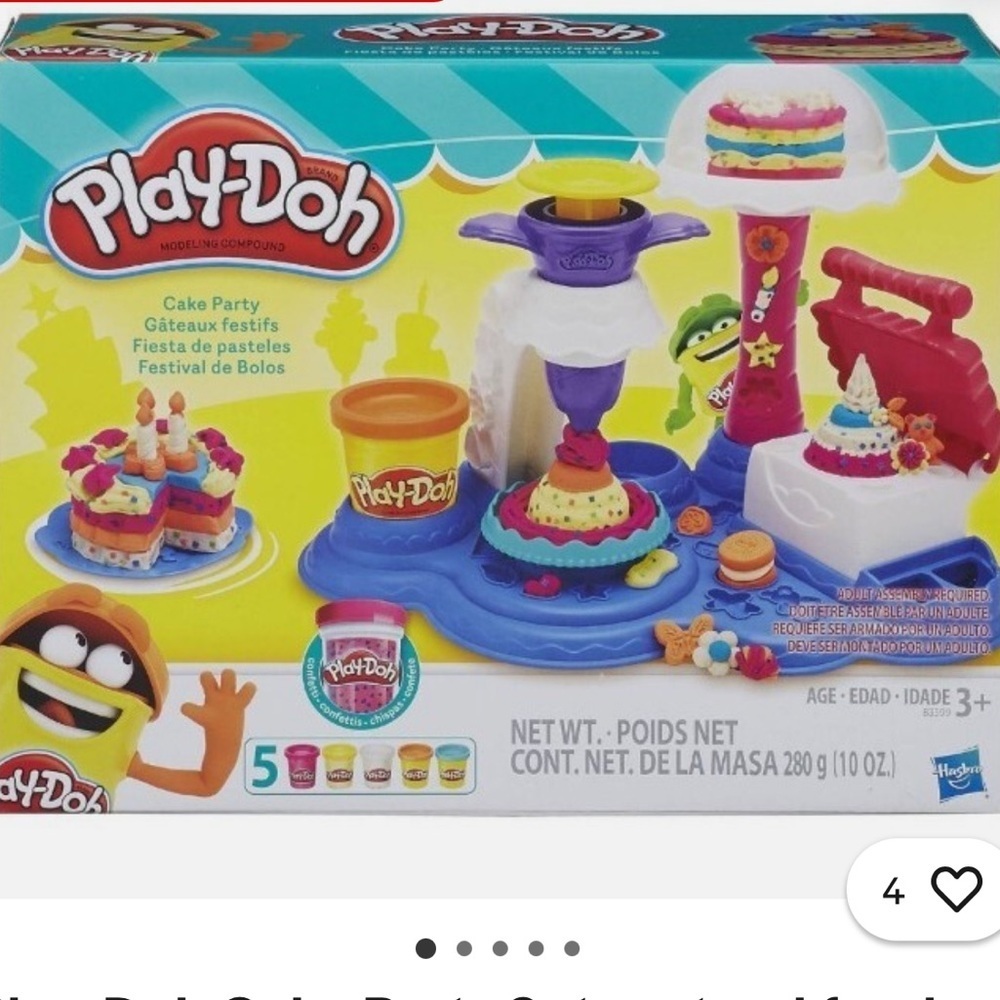 Play-doh cake party set new in sealed box with extra tubs